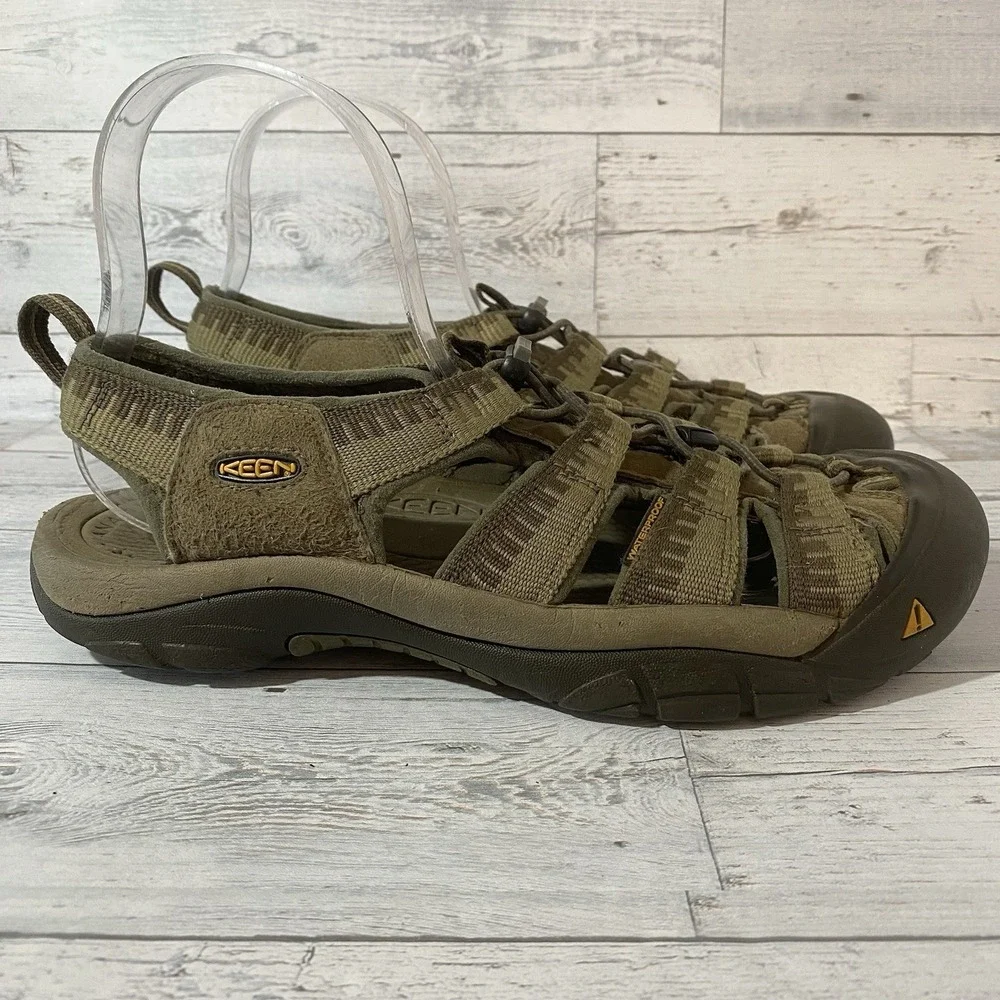 Keen Sandals Mens 13 Green Brown Waterproof Outdoor Hiking Rugged Trail Shoes